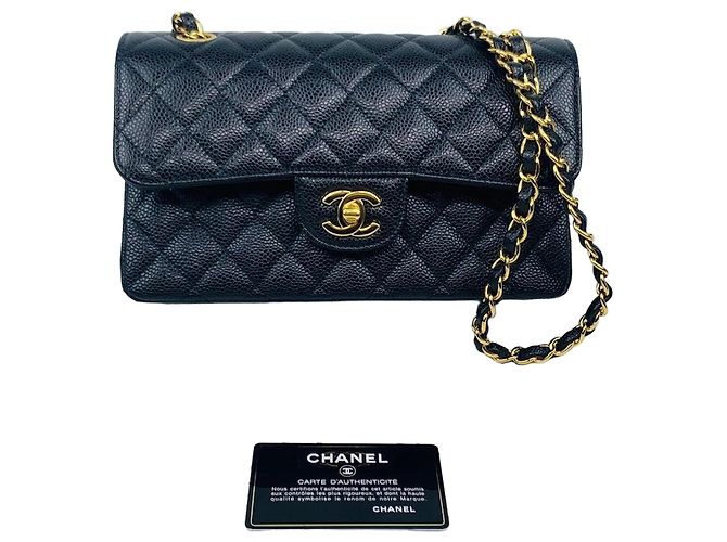 Chanel Classic Small Caviar Flap Bag Black Gold Hardware