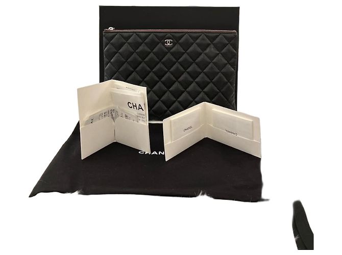 Chanel Klassische Kaviar Clutch Mittel Schwarz