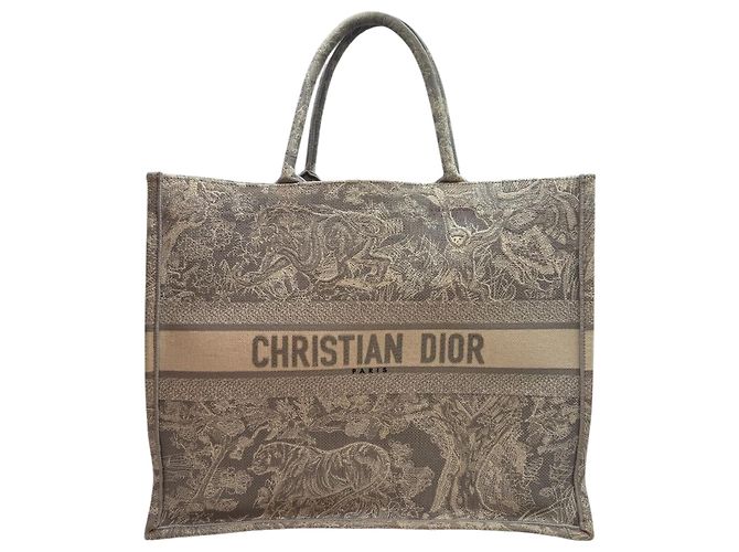 Book Tote Dior Buch Tote Toad Jui Groß Grau Braun 