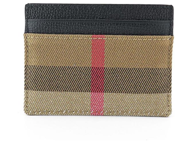 Burberry Card Holder Sandon Black Leather Fabric