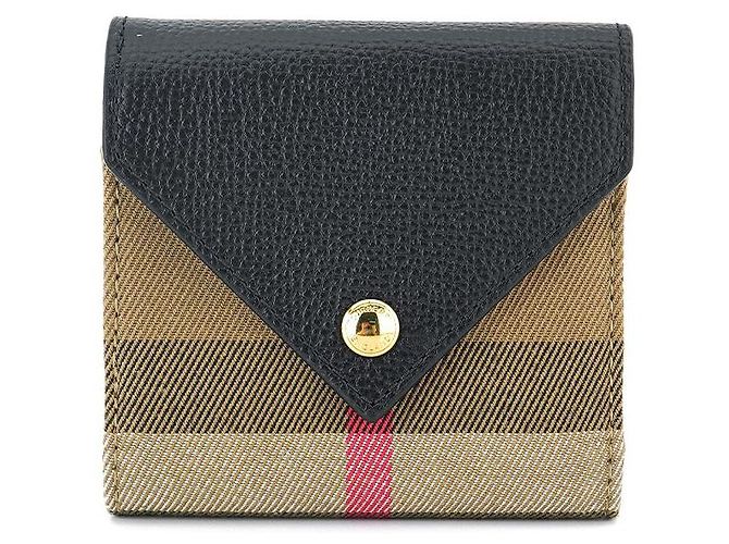 Burberry Lila Black Leather Fabric Wallet