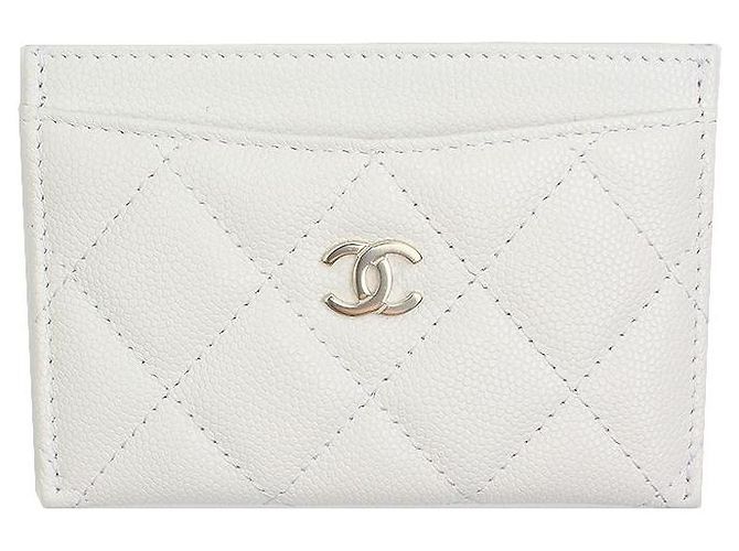 Chanel White Soft Caviar Card Holder