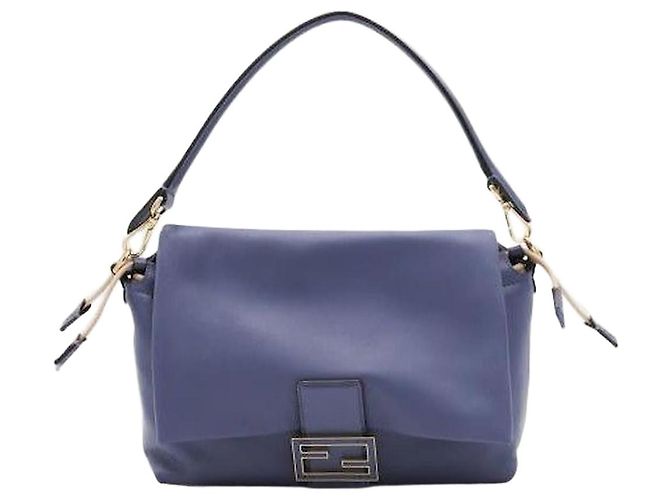 Fendi Medium Napa-Leder Baguette-Tasche Blau