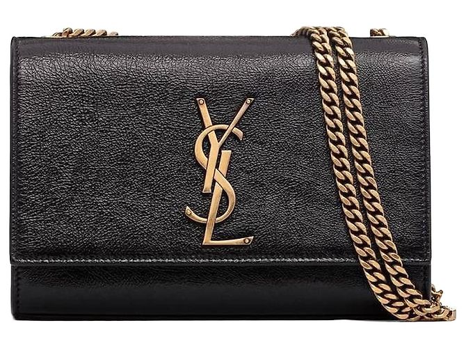 Saint Laurent Bolso Kate Small de cuero brillante Negro