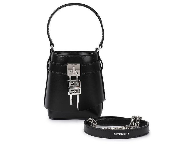 Givenchy Sharklock Box Leder Mikro-Eimer Tasche Schwarz 