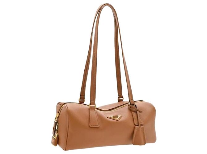 Prada Sac à main en cuir moyen Marron