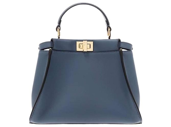 Fendi Bolsa de couro Peekaboo Mini AHJW Azul