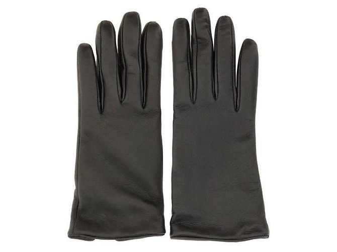 Saint Laurent Lammfellhandschuhe Cassandre Schwarz 