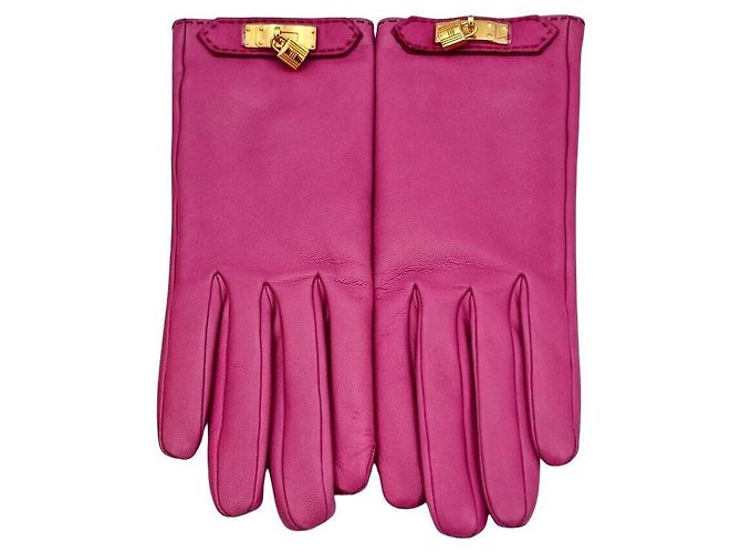 Hermès Guanti in pelle di agnello Porpora 