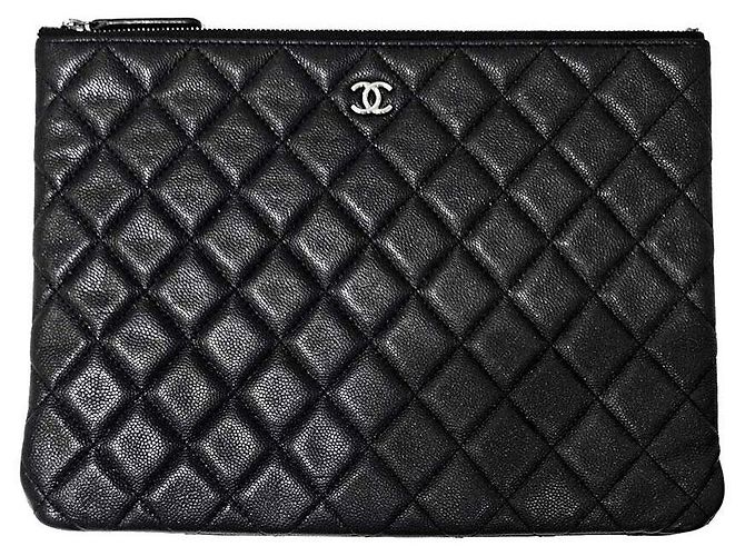 Chanel Kaviar Clutch Neu Mittel Schwarz