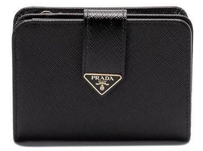 Prada Logo Leather Wallet Black