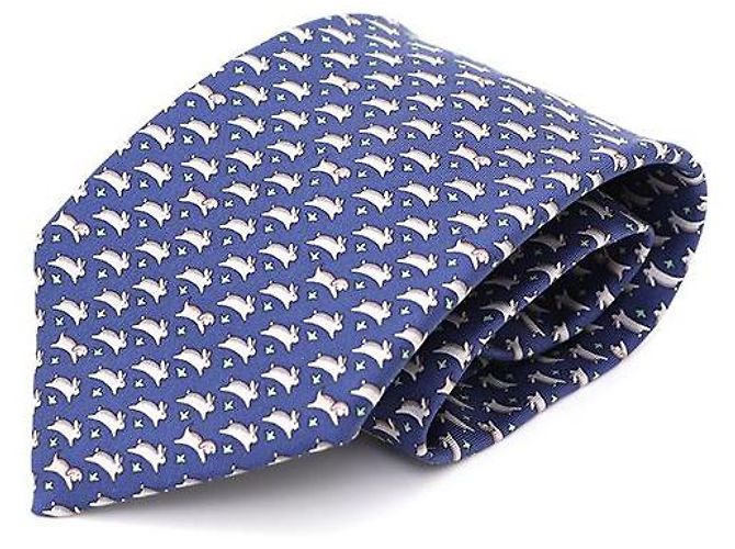 Hermès Cravatta di seta Blu 