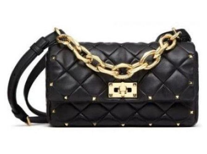 Valentino Borsa a Spalla Patchwork Rockstud Spike Nero 