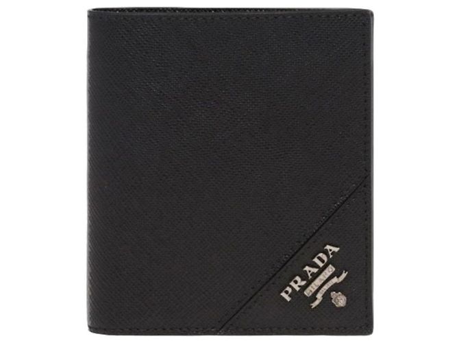 Prada QME Black Saffiano Silver Touch Wallet