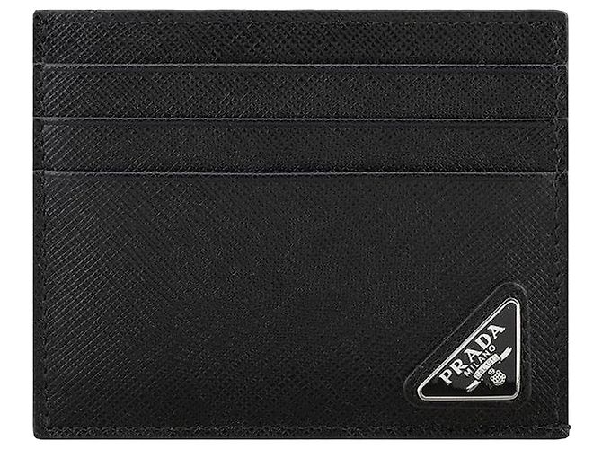 Prada Kartenhalter Triangle Logo Schwarz QHH