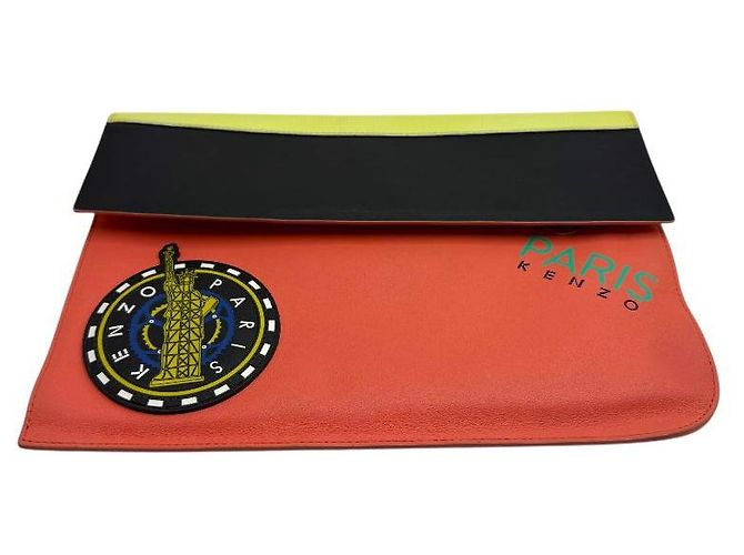 Kenzo Bolsa de mão com aba e logo em patch Multicor