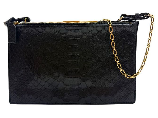 Céline Python Mini Pouch Chain Bag Black