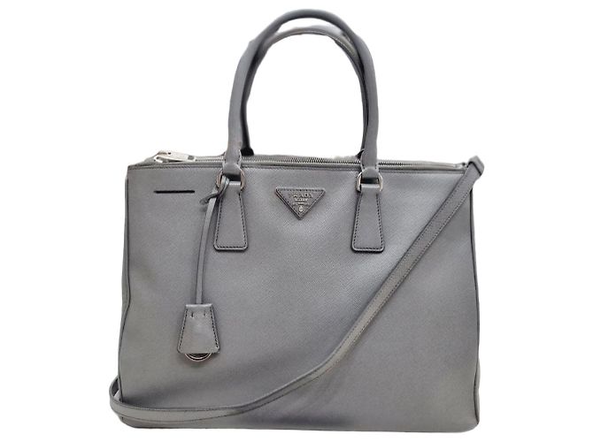 Prada Bolsa tote e bolsa de ombro Saffiano Lux cinza Marrom