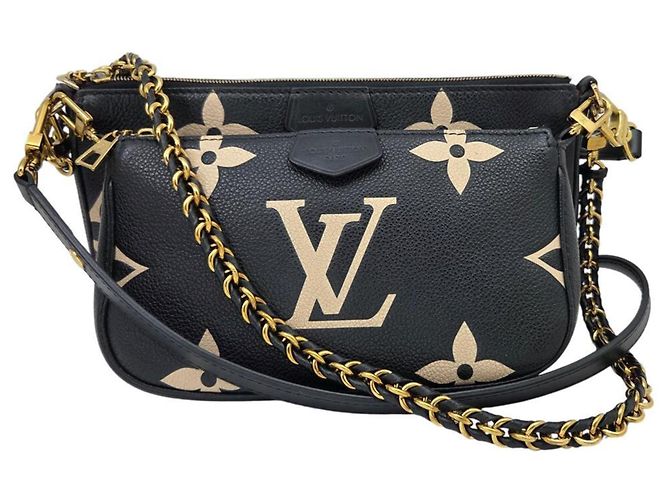 Louis Vuitton Monogram Empreinte Multi Pochette Accessori Nero Beige