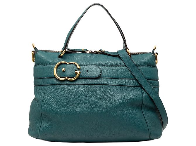 Gucci Grünes Mittelgroßes Leder Ride Top Handle Bag Dunkelgrün
