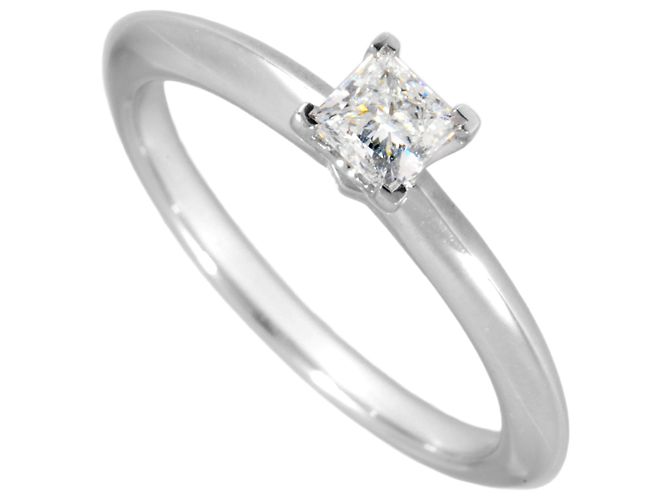 Tiffany & Co. Platin Solitaire Ring mit Princess Cut Diamant