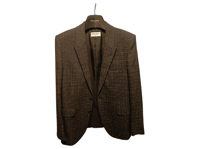 Saint Laurent Wollblazer Schwarz Grau