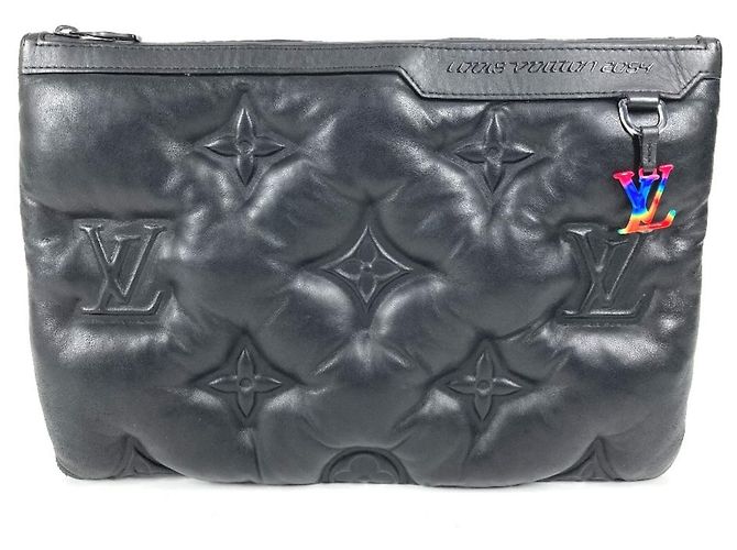 Lammleder Clutch Tasche von Louis Vuitton Schwarz