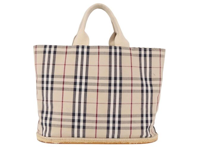 Burberry Nova Check Tote canvas check pattern Small Beige