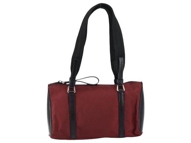 Sac à main zippé vintage Prada en tessuto Bordeaux