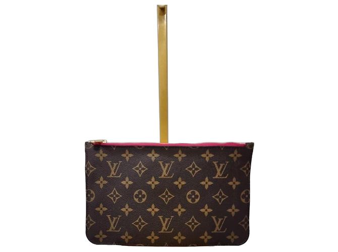 LOUIS VUITTON Monogram Neverfull MM GM Pochette/Pouch Brown