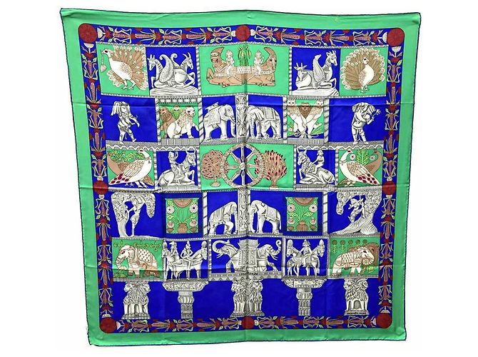 Silk In Hermès HERMES Carré 90 TORANA Sciarpa in Seta Verde