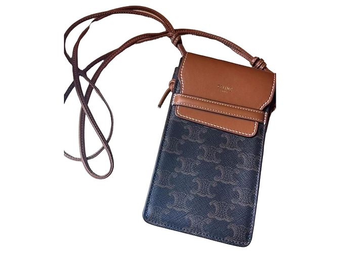 Céline New Celine phone and glasses holder Brown Light brown Dark brown