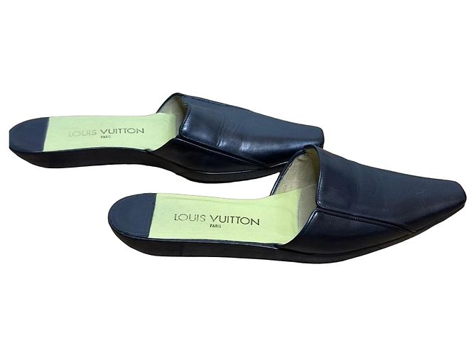 Louis Vuitton black leather mules