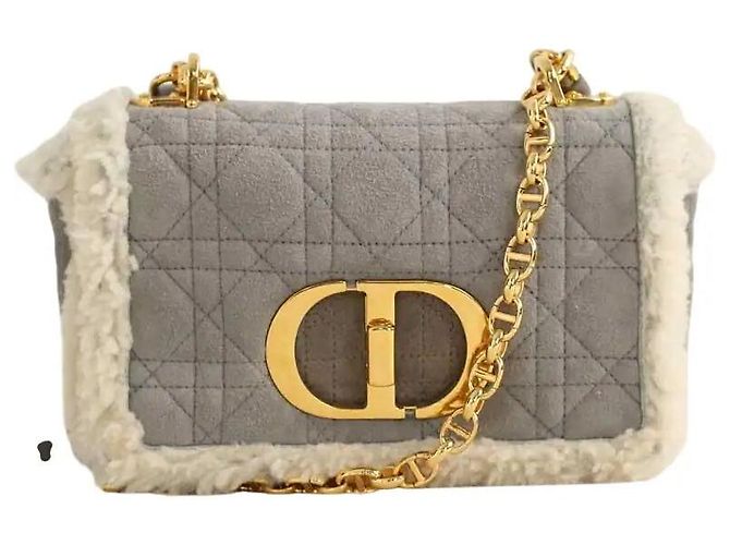 Dior Bolsa de ombro de couro cinza