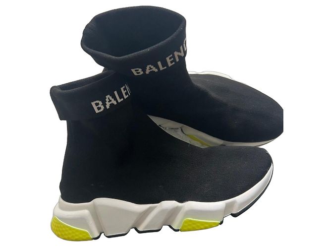 Balenciaga Speed Trainer Sneakers Schwarz Weiß Gelb