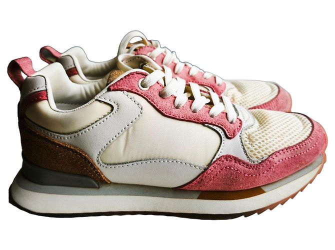 Autre Marque Baskets Hoff Oslo en daim et cuir blanc et rose Marron