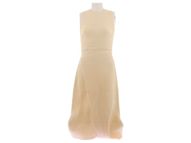 Victoria Beckham Vestido branco envelope em lã e seda Bege