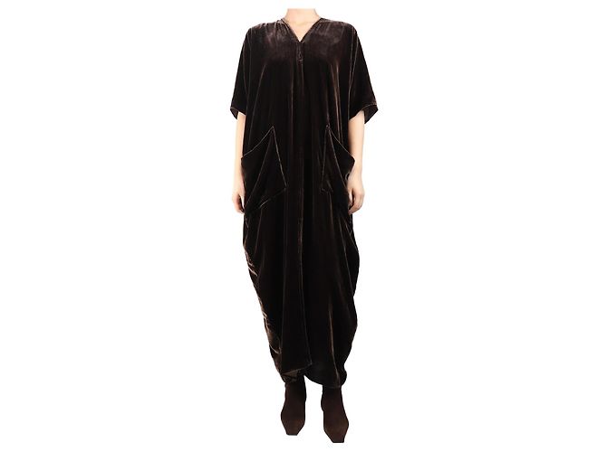 Stephan Janson Brauner Samt-Kaftan - Größe M