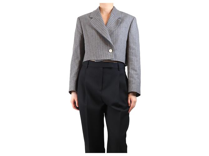 Acne Grey pinstripe cropped wool jacket - size UK 8