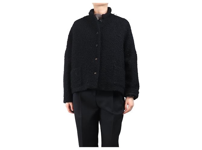 Autre Marque Chaqueta texturizada de lana negra - tamaño L Negro