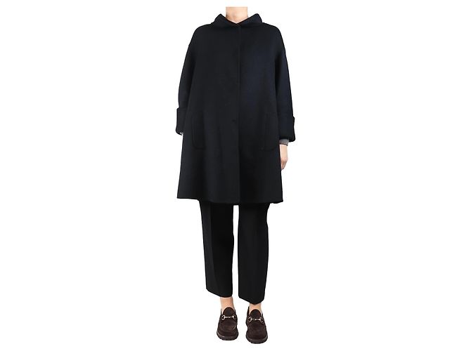 Maurizio Pecoraro Black wool and cashmere-blend coat - size UK 10