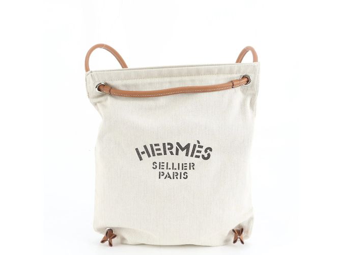 Hermès Hermes Aline D Engraved 2-Way Leather Backpack Beige