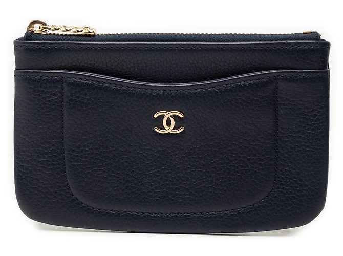 Executive Monedero ejecutivo de piel de ternera azul Chanel Azul marino