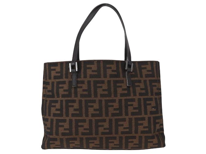 Fendi Vintage Open Tote Zucca Canvas Medium Brown
