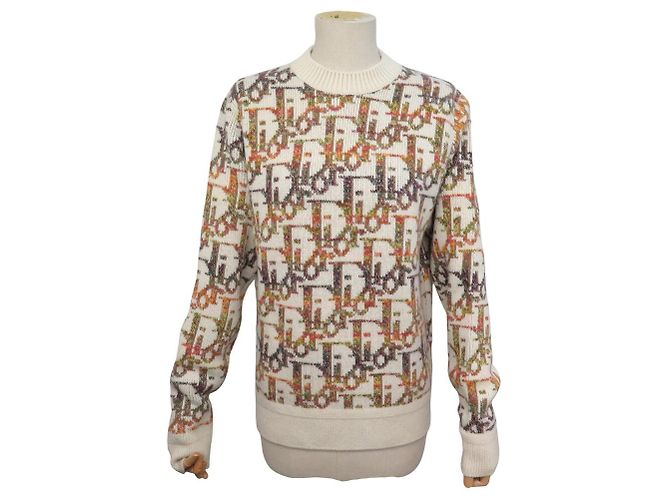 NEUER CHRISTIAN DIOR MONOGRAM PULL 193M683AT344 XS S 36 AUS WOLLE STRICKWARE Mehrfarben