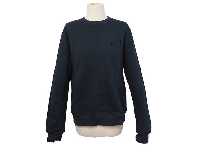 NEUF PULL CHRISTIAN DIOR SWEATSHIRT CD ICON 943J612A0531 L 52 EN COTON BLEU Bleu Marine