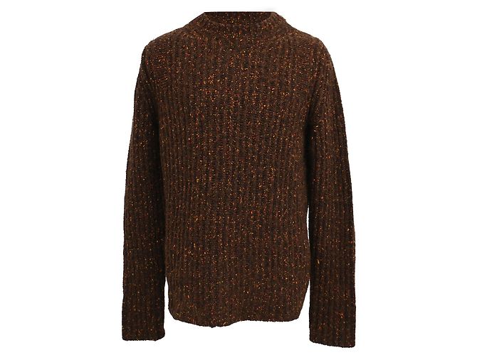 Pull en alpaga marron à col rond Jil Sander Rouge