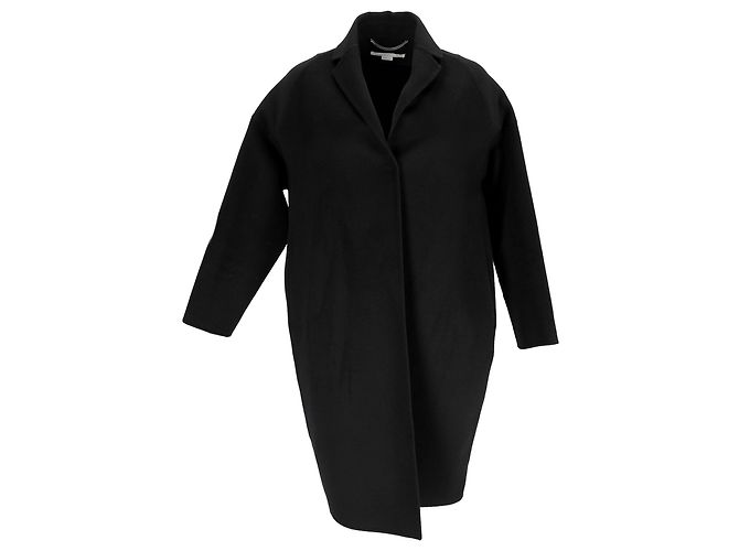 Stella Mc Cartney  Stella Mccartney Hidden Buttoned Coat in Black Wool