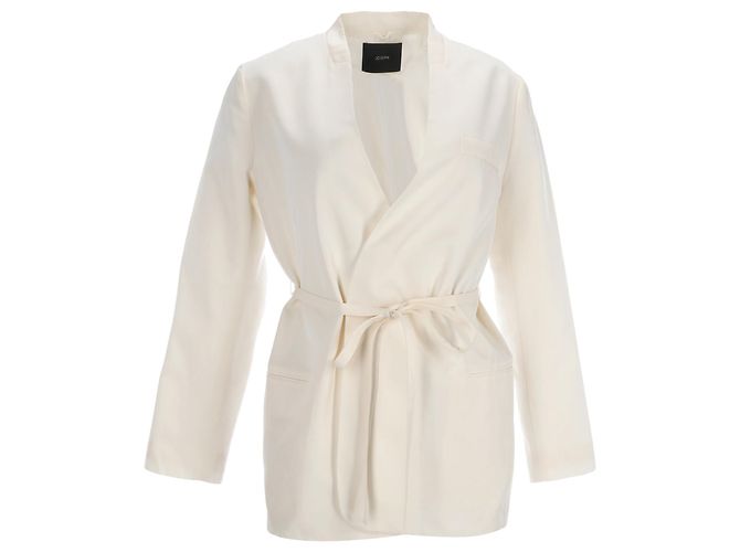 Joseph Victor Wrap Blazer in White Silk Cream