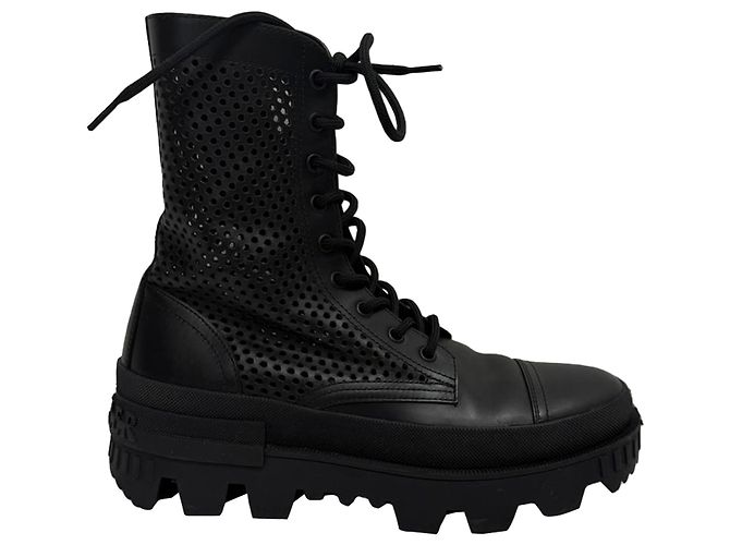 Moncler Carinne Perforated Ankle Boots in Black Leather